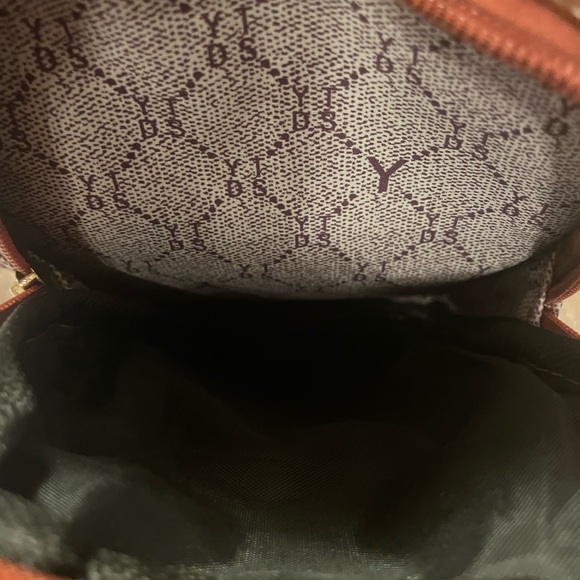 Women’s Tan/Brown Sling Crossbody Bag Nylon Vegan Leather Shoulder Pack - Picture 6 of 6